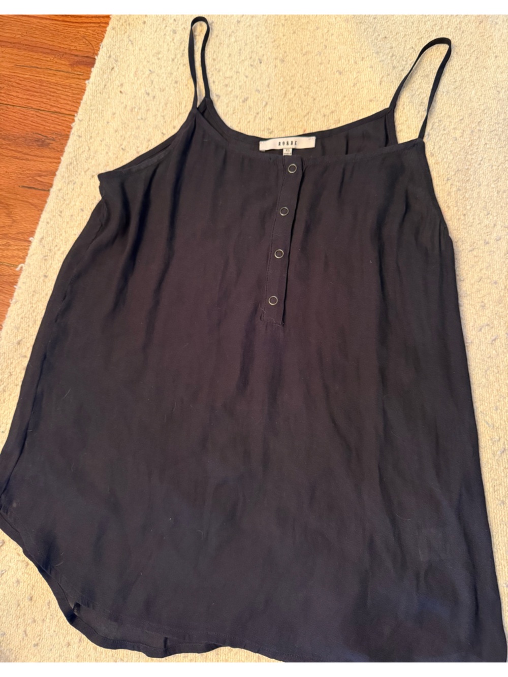 Aritzia Black Lightweight Silk-Feel Camisole with Button Front